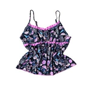 Secret Treasures Black Tank with Pink Floral Accents
